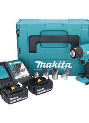 Makita DHG 181 RFJ Pistolet air chaud sans fil 18 V 150 - 550C + 2x batterie rechargeable 3,0 Ah + chargeur + Makpac