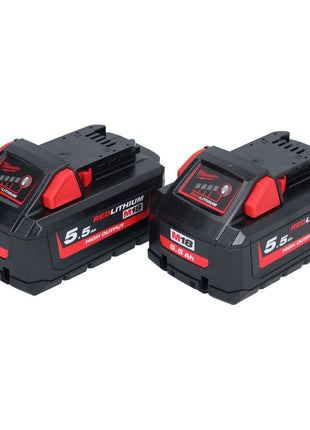 Juego de baterías Milwaukee M18 HB 5,5 2x 18 V 5,5 Ah / 5500 mAh Li-Ion High Output (2x 4932464712) con indicador de nivel de carga