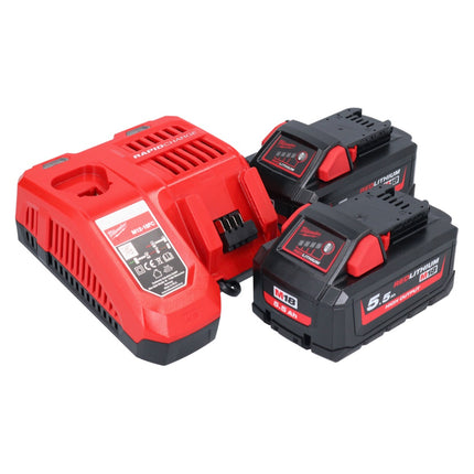Milwaukee M18 NRG-552 Battery Starter Set High Output 18 V + 2x battery 5.5 Ah ( 2x 4932464712 ) + M12-18 FC charger ( 4932451079 )