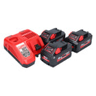 Milwaukee M18 NRG-553 batería de arranque de alto rendimiento 18 V + 3x batería 5,5 Ah (3x 4932464712) + cargador M12-18 FC (4932451079)