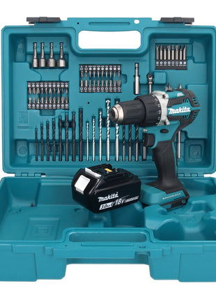 Makita DDF 484 F1X1 perceuse-visseuse sans fil 18 V 54 Nm + 1x batterie 3,0 Ah + jeu d'accessoires 74 pièces + mallette - sans chargeur