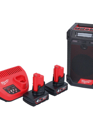 Milwaukee M12 RCDAB+-402 radio batería DAB+ 12 V + 2x baterías 4.0 Ah + cargador