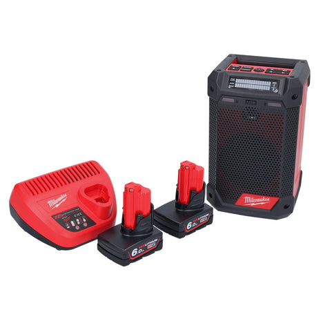 Milwaukee M12 RCDAB+-602 radio à batterie DAB+ 12 V + 2x batteries 6,0 Ah + chargeur