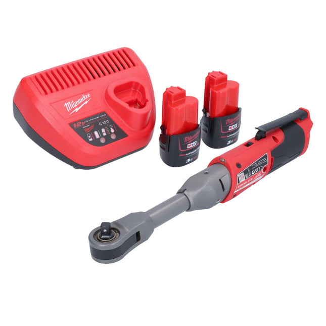Milwaukee M12 FIR38LR-302 batería de trinquete larga 12 V 75 Nm 3/8" 1/4" + 2x batería 3.0 Ah + cargador