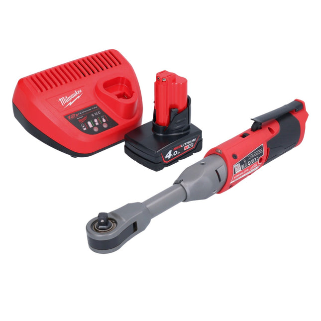 Milwaukee M12 FIR38LR-401 batería de trinquete larga 12 V 75 Nm 3/8" 1/4" + 1x batería 4,0 Ah + cargador