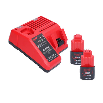 Milwaukee M12 FIR38-202 Cricchetto a batteria 12 V 75 Nm 3/8" 1/4" + 2x batteria ricaricabile 2,0 Ah + caricatore