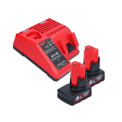 Milwaukee M12 FIR38-602 carraca a batería 12 V 75 Nm 3/8" 1/4" + 2x batería 6,0 Ah + cargador