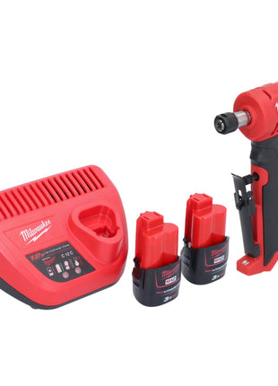 Milwaukee M12 FDGA-302 Szlifierka kątowa prosta 12 V 6/8 mm bezszczotkowa + 2x akumulator 3,0 Ah + ładowarka