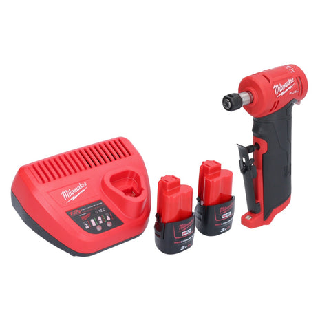 Amoladora recta Milwaukee M12 FDGA-302 angular 12 V 6/8 mm sin escobillas + 2x batería 3,0 Ah + cargador