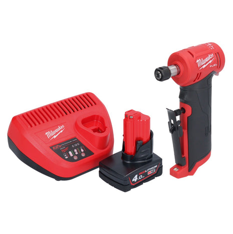 Amoladora recta Milwaukee M12 FDGA-401 angular 12 V 6/8 mm sin escobillas + 1x batería 4,0 Ah + cargador