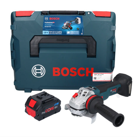 Amoladora angular a batería Bosch GWS 18V-10 SC 18 V 125 mm sin escobillas + 1x batería ProCORE 8,0 Ah + L-Boxx - sin cargador