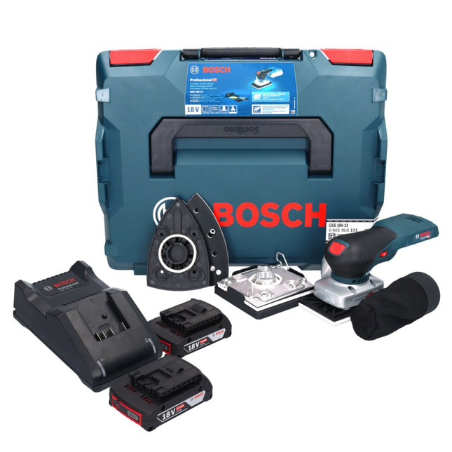 Bosch GSS 18V-13 levigatrice orbitale a batteria 18 V + 2x batteria ricaricabile 2,0 Ah + caricabatterie + L.