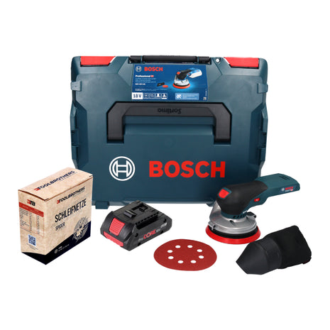 Bosch GEX 18V-125 Levigatrice rotorbitale a batteria professionale 18 V 125 mm senza spazzole + 1x set abrasivo di rete Toolbrothers SPIDER + 1x batteria ricaricabile ProCORE 4,0 Ah + L-BOXX - senza caricabatterie