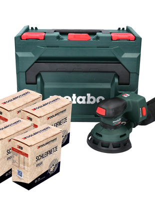 Metabo SXA 18 LTX 125 BL akumulatorowa szlifierka oscylacyjna 18 V 125 mm ( 600146840 ) bezszczotkowa + 4x zestaw ścierny sieciowy Toolbrothers SPIDER + metaBOX - bez akumulatora, bez ładowarki