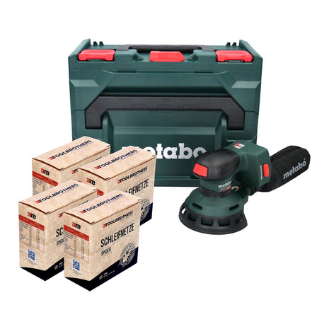 Lijadora excéntrica a batería Metabo SXA 18 LTX 125 BL 18 V 125 mm (600146840) sin escobillas + 4x juego de abrasivos de red Toolbrothers SPIDER + metaBOX - sin batería, sin cargador