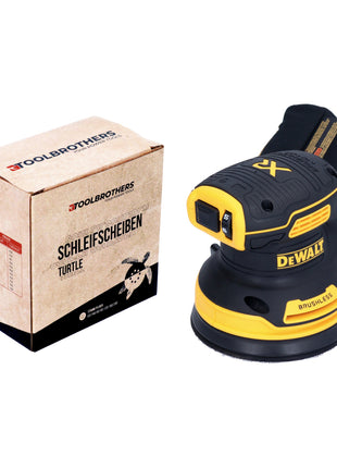 DeWalt DCW 210 N Akku Exzenterschleifer 18 V 125 mm Brushless Solo + 1x Toolbrothers TURTLE Schleifscheiben Set - Toolbrothers