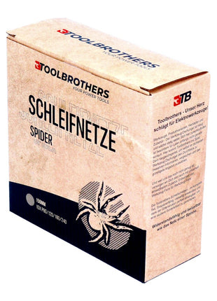 Toolbrothers SPIDER Schleifset Netz 150 mm 2 Packungen 80x Schleifnetze Klett je 20x P80 / P120 / P180 / P240 für Hartholz, Weichholz, Lack, Stein, Stahl, Aluminium, Furnier - Toolbrothers