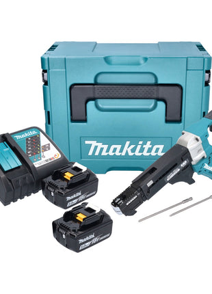 Makita DFR 551 RTJ Akku Magazinschrauber 18 V 25 - 55 mm Brushless + 2x Akku 5,0 Ah + Ladegerät + Makpac - Toolbrothers