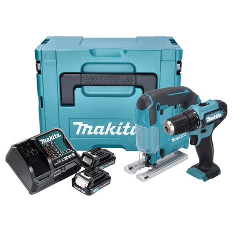 Makita CLX 237 SAJ Akku Spezialset DF 333 D Akku Schlagbohrschrauber + JV 101 D Akku Stichsäge + 2x Akku 2,0 Ah + Ladegerät + Makpac