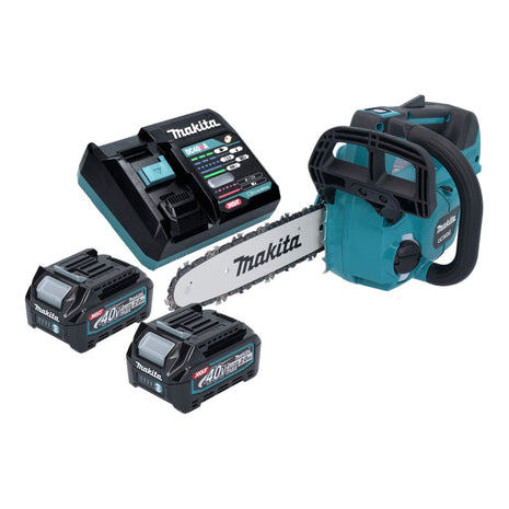 Motosierra a batería Makita UC 002 GA201 40 V máx. 25 cm 24,8 m/s sin escobillas + 2x baterías 2,0 Ah + cargador