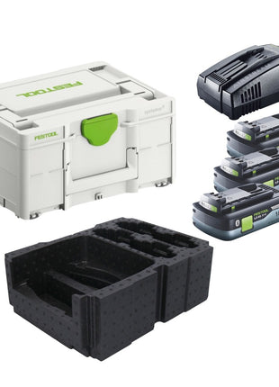 Festool Energie Set 3x BP 18 Li 4,0 Ah HPC-ASI Akkupack 18V 4,0 Ah HighPower ( 3x 205034 ) + SCA 16 Schnellladegerät 10,8 V - 18 V ( 576953 ) + Systainer - Toolbrothers