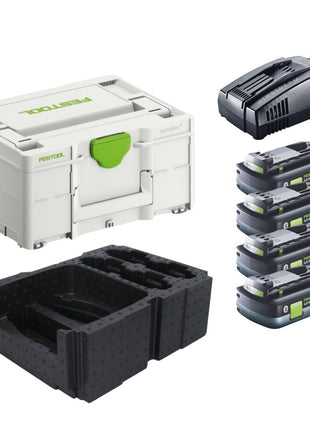 Festool Energie Set 4x BP 18 Li 4,0 Ah HPC-ASI Akkupack 18V 4,0 Ah HighPower ( 4x 205034 ) + SCA 16 Schnellladegerät 10,8 V - 18 V ( 576953 ) + Systainer - Toolbrothers