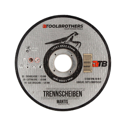 Makita DGA 506 Z Akku Winkelschleifer 18 V 125 mm Brushless Solo + Toolbrothers MANTIS Trennscheiben- Set - ohne Akku, ohne Ladegerät