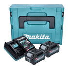 Kit de fuente de alimentación Makita (191V07-0) 2x batería BL 4020 40 V máx. 2,0 Ah XGT + cargador DC 40 RA + Makpac