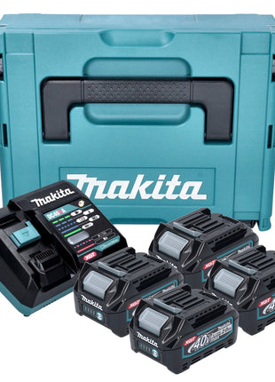 Kit de fuente de alimentación Makita 4x batería BL 4020 40 V máx. 2,0 Ah XGT + cargador DC 40 RA + Makpac