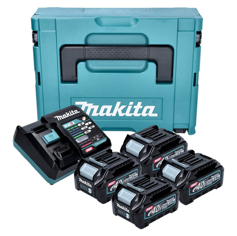 Kit de fuente de alimentación Makita 4x batería BL 4025 40 V máx. 2,5 Ah XGT + cargador DC 40 RA + Makpac