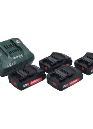 Metabo Basic Set 4x Li-Power Akkupack 18 V 2,0 Ah CAS Li-Ion Akku ( 4x 625596000 ) + ASC 55 Ladegerät AIR COOLED 12 - 36 V ( 627044000 ) - Toolbrothers