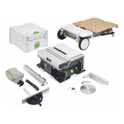 Sierra circular sin cable Festool CSC SYS 50 EBI-Basic-Set 36 V ( 2x 18 V ) ( 577371 ) 168 mm sin escobillas + bastidor base - sin batería, sin cargador