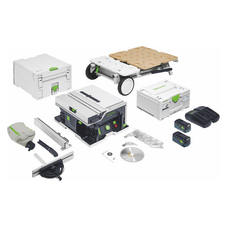 Festool CSC SYS 50 EBI-Set Scie circulaire sur table sans fil 36 V ( 2x 18 V ) ( 577379 ) 168 mm Brushless + support + 2x batterie 5,0 Ah + chargeur + Systainer