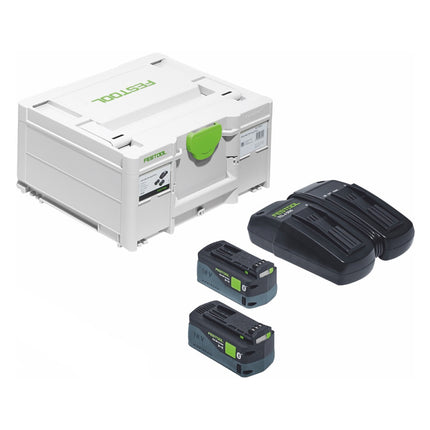 Sierra circular sin cable Festool CSC SYS 50 EBI-Set 36 V ( 2x 18 V ) ( 577379 ) 168 mm sin escobillas + base + 2x batería 5.0 Ah + cargador + systainer