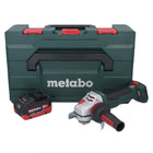 Metabo WPBA 18 LTX BL 15-125 Quick DS akumulatorowa szlifierka kątowa 18 V 125 mm bezszczotkowa + 1x akumulator 10,0 Ah + metaBOX - bez ładowarki