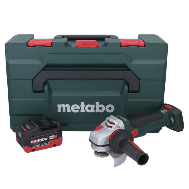 Smerigliatrice angolare a batteria Metabo WB 18 LTX BL 15-125 Quick 18 V 125 mm senza spazzole + 1x batteria ricaricabile 5,5 Ah + metaBOX - senza caricabatterie