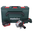 Metabo WB 18 LTX BL 15-125 Amoladora angular de batería Quick 18 V 125 mm sin escobillas + 1x batería 10,0 Ah + metaBOX - sin cargador