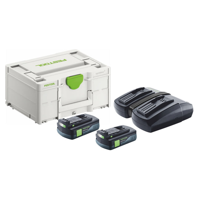 Festool Energie Set 2x BP 18 Li 3,0 C Akku 18 V 3,0 Ah / 3000 mAh Li-Ion ( 2x 577658 ) + TCL 6 DUO Doppel Ladegerät ( 577017 ) + Systainer - Toolbrothers