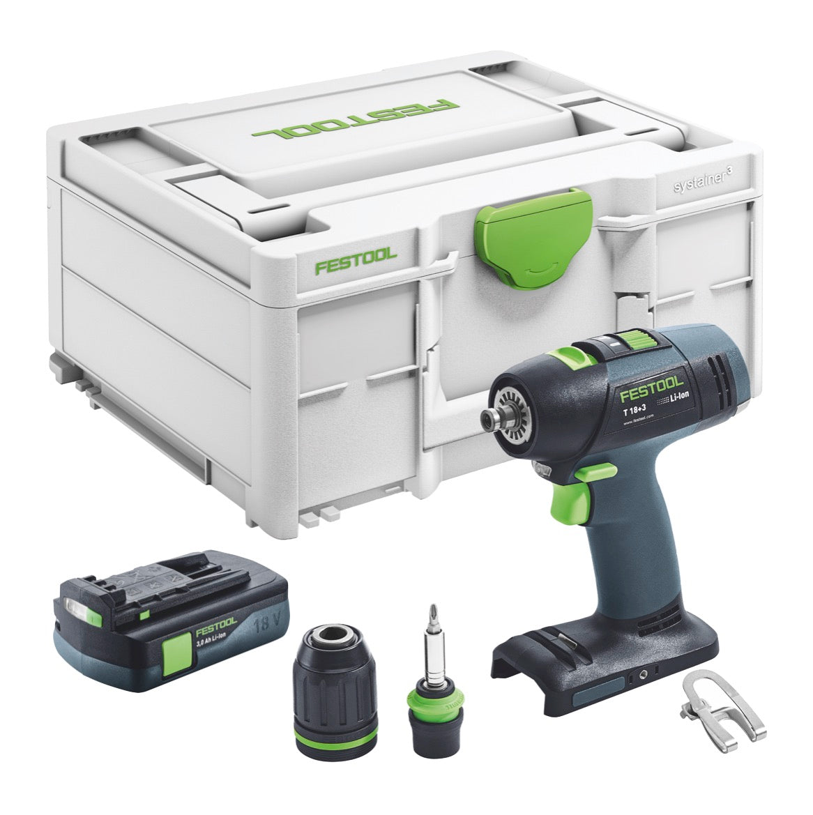 Festool T 18+3 Basic Taladro atornillador a batería 18 V 50 Nm sin escobillas + 1x batería 3,0 Ah + Systainer - sin cargador