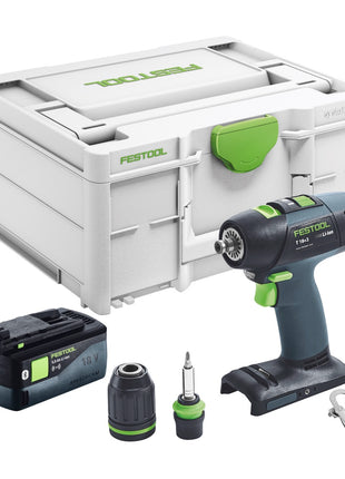 Festool T 18+3 Basic Akku Bohrschrauber 18 V 50 Nm Brushless + 1x Akku 5,0 Ah + Systainer - ohne Ladegerät - Toolbrothers