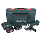 Amoladora angular a batería Metabo W 18 7-125 18 V 125 mm + 2x baterías 4,0 Ah + cargador + metaBOX (602371510)