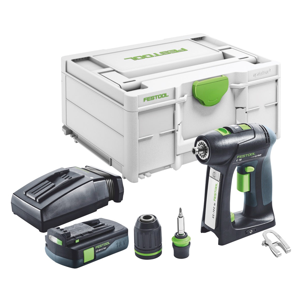 Festool C 18-Basic taladro atornillador a batería 18 V 45 Nm sin escobillas + 1x batería recargable 3,0 Ah + cargador + systainer