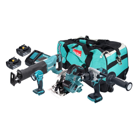 Kit combiné batterie Makita DLX 5085 TX1 18 V DHP 486 + DHS 661 + DJR 186 + DEADML 815 + 2x batteries 5,0 Ah + chargeur + sac