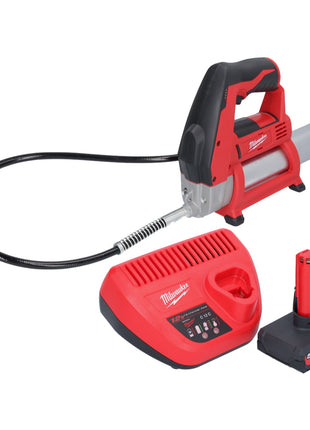 Pistola engrasadora a batería Milwaukee M12 GG-501 12 V 562 bar + 1x batería 5,0 Ah + cargador