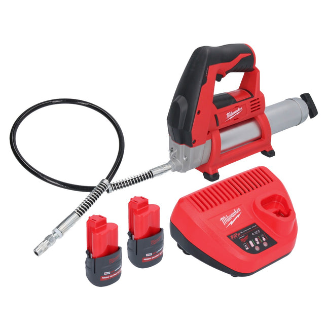 Milwaukee M12 GG-252 ingrassatore a batteria 12 V 562 bar + 2x batteria ricaricabile 2,5 Ah + caricabatterie