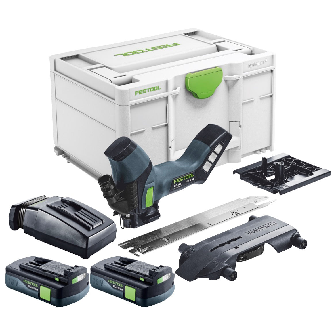 Festool ISC 240 EB-Basic inalámbrico 18 V 240 mm + 2x batería 3,0 Ah + cargador + systainer