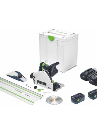 Festool TSC 55 5,0 KEBI-Plus/XL-FS Akku Tauchsäge 18 V / 36 V ( 2x 18 V ) 160 mm ( 577391 ) Brushless + 2x Akku 5,0 Ah + Doppelladegerät + Führungsschiene + Systainer - Toolbrothers