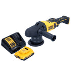 Pulidora excéntrica a batería DeWalt DCM 848 D1 18 V 125 mm sin escobillas + 1x batería 2,0 Ah + cargador