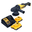 Pulidora excéntrica a batería DeWalt DCM 848 D2 18 V 125 mm sin escobillas + 2x baterías 2,0 Ah + cargador