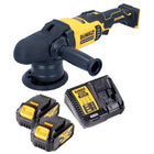 Pulidora excéntrica a batería DeWalt DCM 848 M2 18 V 125 mm sin escobillas + 2x baterías 4,0 Ah + cargador